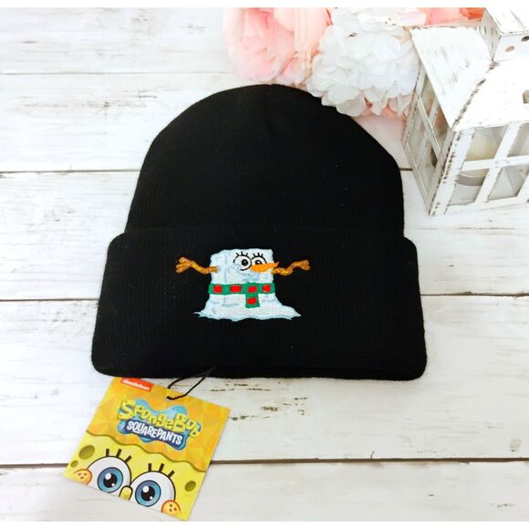 New Spongebob Squarepants Snowman Ski Cap/Beanie Embroidered Nickelodeon - Picture 3 of 3